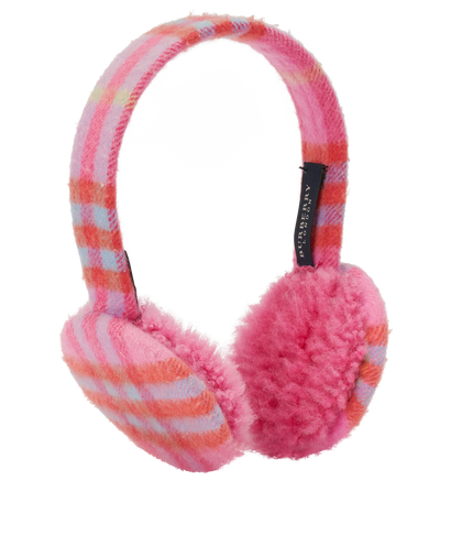 Burberry Check Ear Warmers, &pound;150, Accessories, Pink, Cashmere, Front view